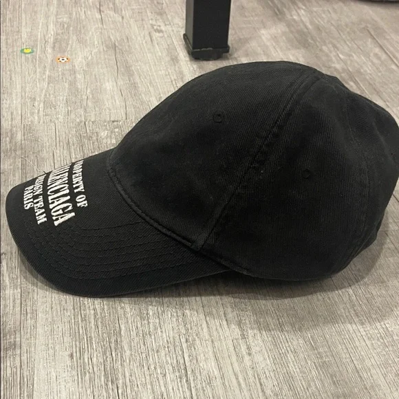 Balenciaga Black Baseball Cap with White Embroidered Logo - Picture 2 of 5